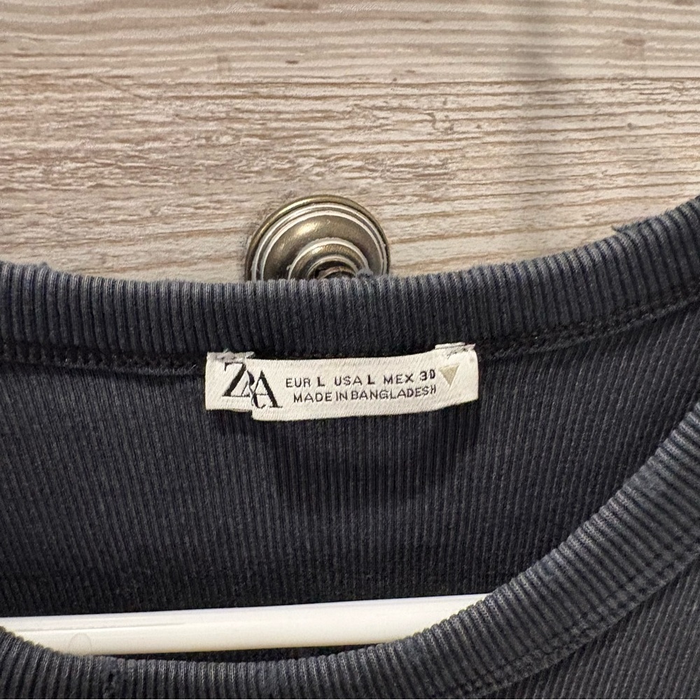 Zara Grey Ribbed Tank Top - Picture 3 of 3